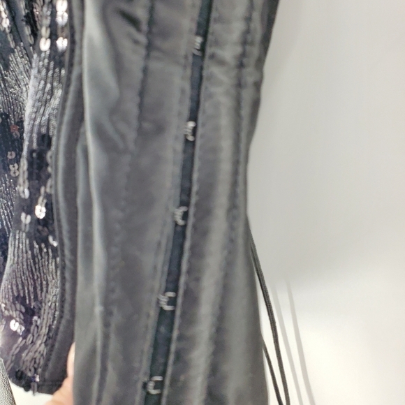 Frederick's of Hollywood black lace up sequined corset Large - Picture 8 of 15